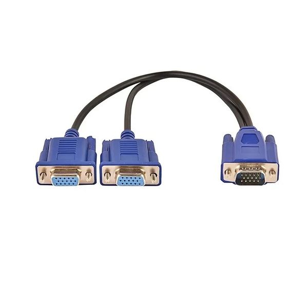 VGA Splitter Kablosu 1 Bilgisayardan Çift 2 Monitör Adaptör Y Sıfatçı Erkek - Kadın VGA Tel Kablosu PC Dizüstü Donanım Kabloları