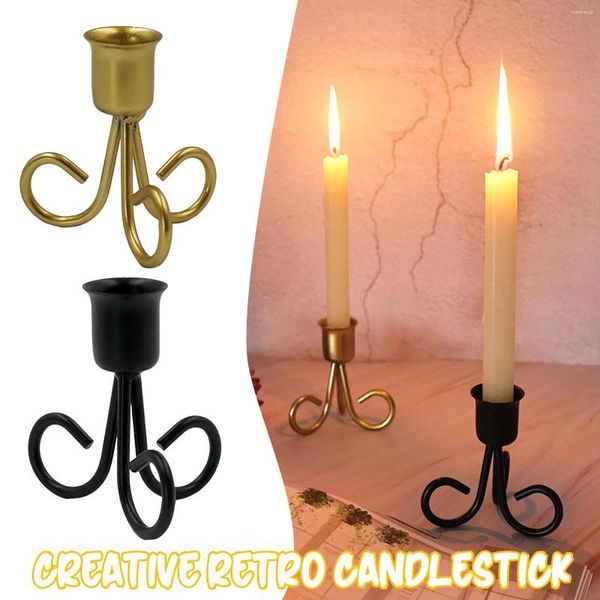 Titulares de velas Retro Metal Candlestick Party Wedding Party Vintage Style Desktop Adornment Home Handy