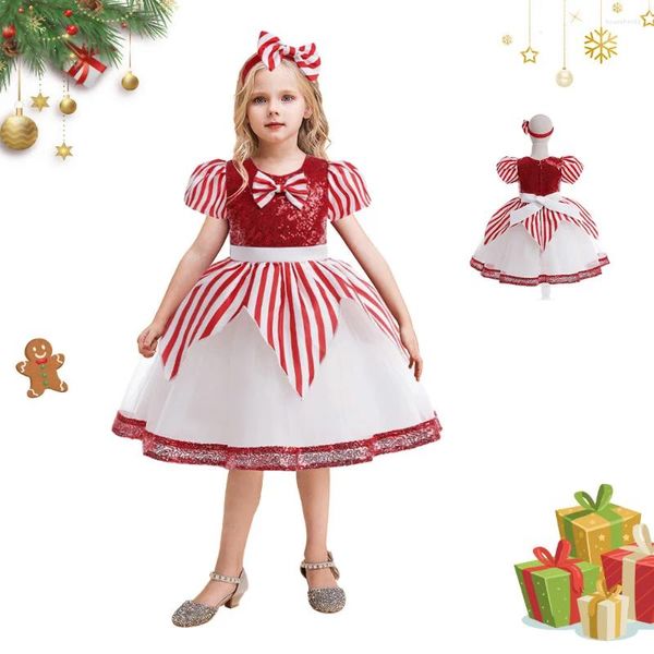 Mädchenkleider Kinderpailletten Weihnachtskleid Bow Prinzessin Mädchen Geburtstagsfeier Jahr Kleidung Kinder für Mädchen