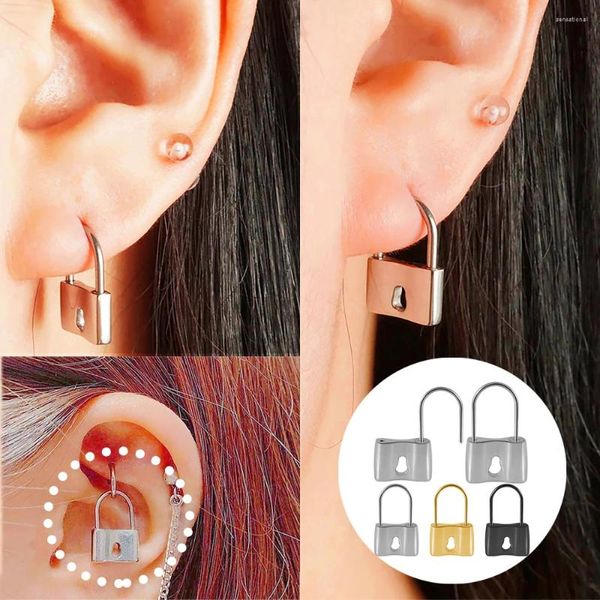 Orecchini penzolanti 1pc Steel Creative Punk Lock Punk Orecchie Peso dell'orecchio Erozo Gioielli piercing per le donne uomini