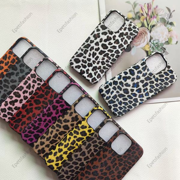 Leopard -Druck vollständig verpacktes Telefonfall für Apple 15pro Max 12 13 Mini 11 14 Pro Max X XS XR XSMAX 6 7 8 plus matte Textur zehn Farben Animal Stripe Faux Leder 003 003