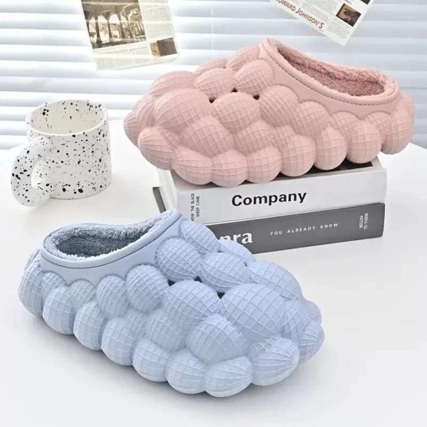 Hausschuhe Unisex Winter warm für Frau Männer eva wasserdichte Heimschuhe Outdoor Massage Bottom Bubble Slipper Fuzzy House Plüsch Clog Clog