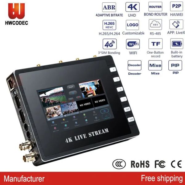 Router 2021New K21 3 SIM Cards Bonding Router 4G 3G Multilink WiFi SDI HDMI Switcher Switcher 4K Decodificatore ECCODER VIDEO ABR SRT