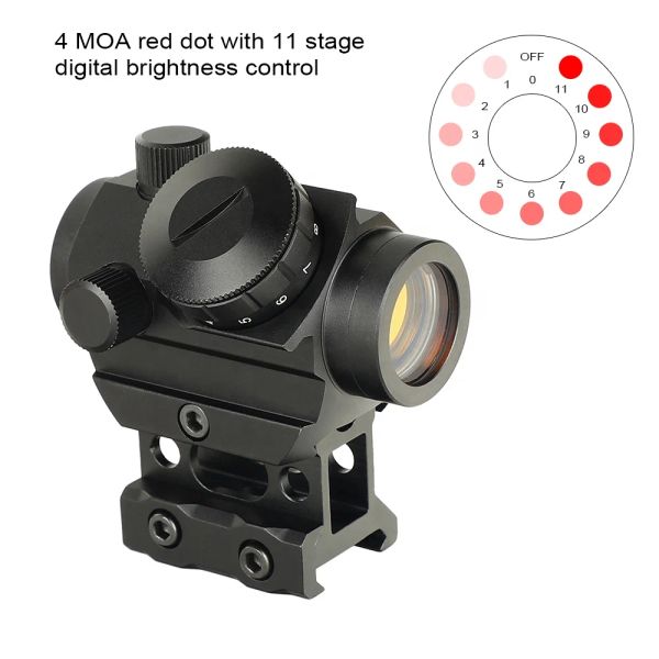 Escopos táticos 1x20 rds25 Visão de ponto vermelho 4 Moa Red Dot Gun Sight Rifle com um suporte de caça ao riser airsoft de 1 polegada de riser airsoft