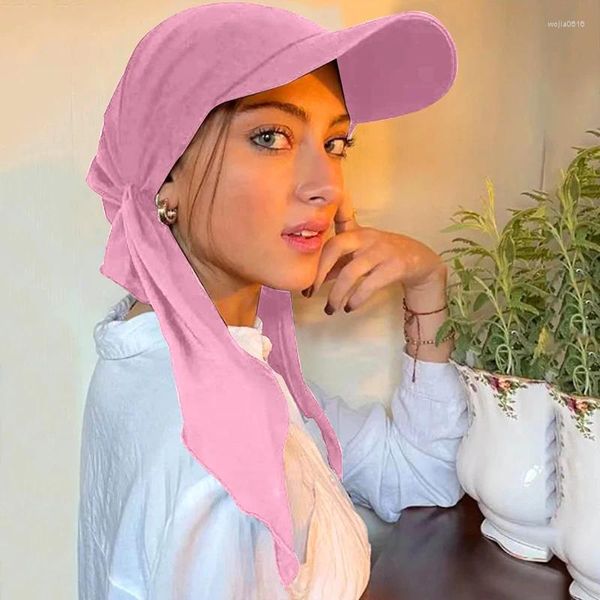 Caps de bola moda feminino Baseball Cap personalidade Hijab Shawl Design esportivo ao ar livre Turbano verão respirável Proteção solar chapéu de sol