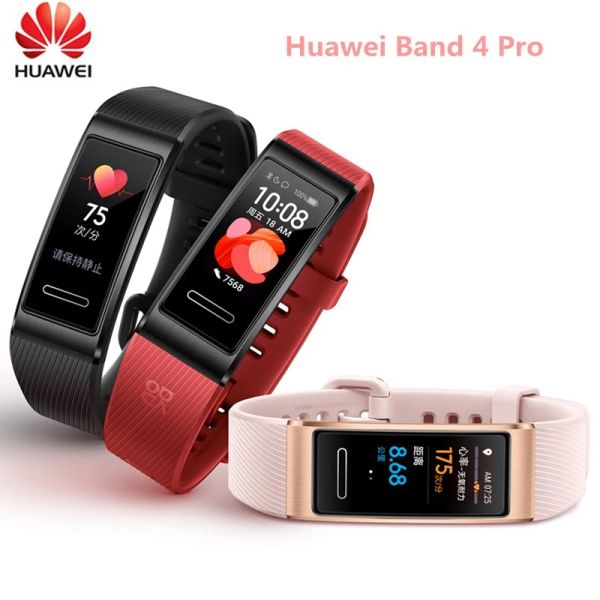 Bracelets originais Huawei Band 4 Pro GPS Smart Band 0.95 'Dial colorido SPO2 Blood Oxygen Proativo Monitoramento de Saúde SPORTELTS SPORT