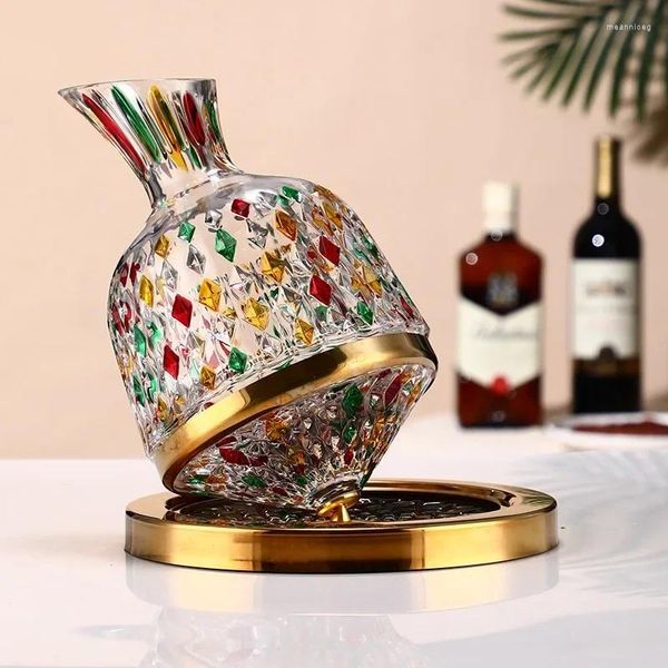 Hüftflächen 1500 ml kreativer Dekanterglas 360 Rotary -Spender Kristallflasche Eilated Mirror Pot Gift Bar