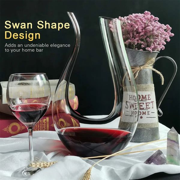 1200 ml de luxuoso Crystal Glass Swan Wine Decanter Reder Red Durafe Aerator 240419