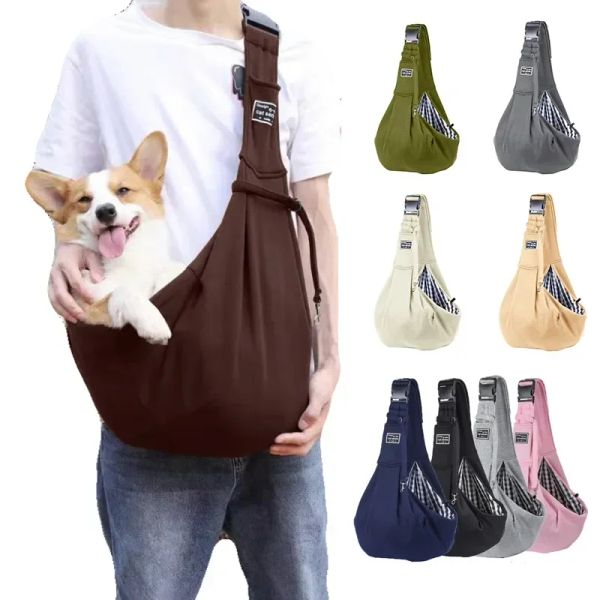 Bolsas de cachorro Pet Crossbody Bag ajustável Viagem ao ar livre Cat Puppy Sling Bag Algodão Confortável Tote Pet