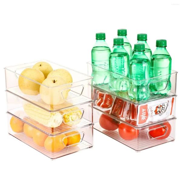 Aufbewahrung Flaschen klarer stapelbarer Kühlschrank Organizer Mülleimer Griffe Lebensmittel sichere Küchenbehälter Speisekammer Schränke Regale Schublade perfekt