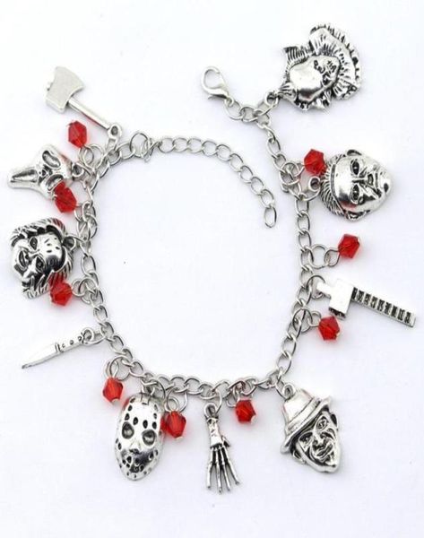 Bracelets de charme chucky rosto Stephen reis It Penny Wise Jason Hockey Horror Bracelete projetado para Ladies Halloween Jewelry Gifts479898192