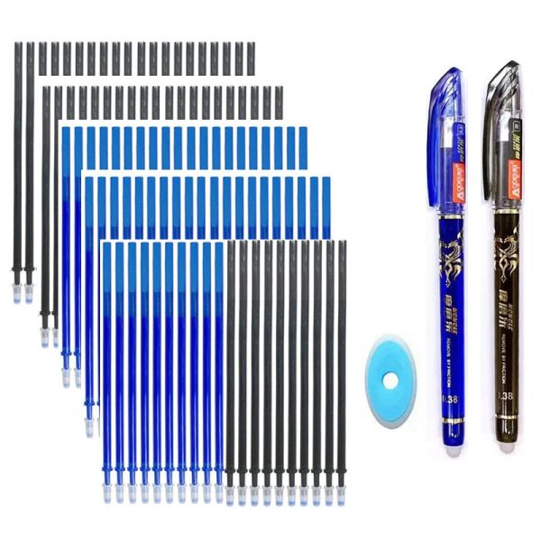 Stifte löschbar neutrales Gel pen 0.38 103pcs /Set mit Gummibulenstift süße Nachfüllnadelröhre Schwarz Blue Office Student Schreiben