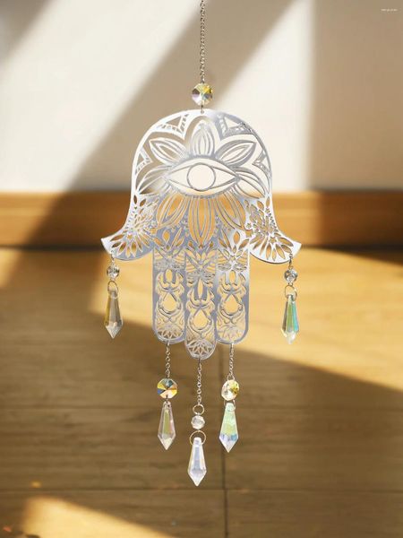 Decorazioni da giardino malvagia occhio appeso al sole Hamsa Hamsa Angel Wing decorazioni per la casa decorazione prisma catcher del sole cristallino regalo indoor