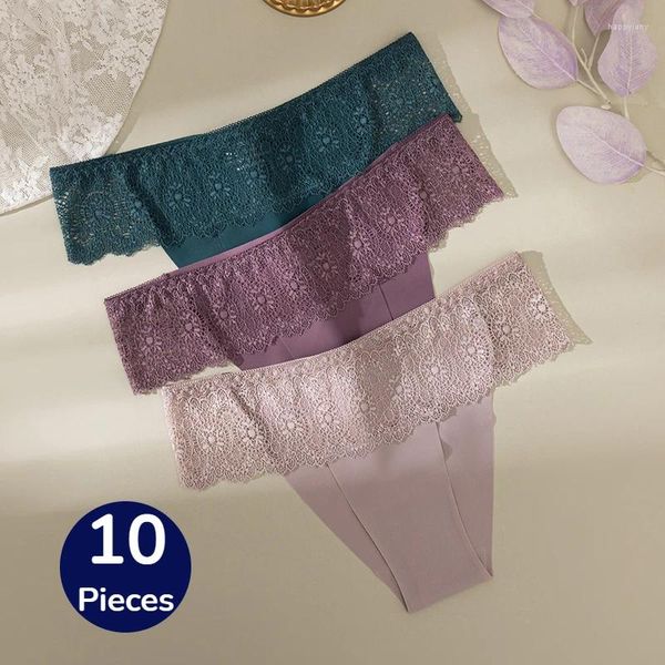 Calcinha feminina poblador 10pcs/cen lace roupes de roupa íntima sexy hollow lingerie moda de lingerie cuecas graduação confortável