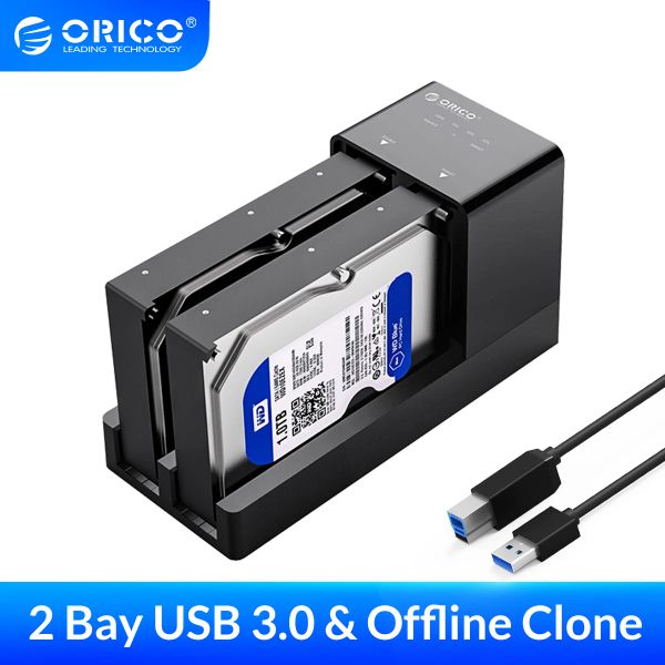 Hubs orico 2/5 Bay HDD yerleştirme istasyonu SATA'ya USB 3.0 Sabit Sürücü İşleme İstasyonu Çevrimdışı Klonlu 2.5/3,5 inç sabit disk kasası