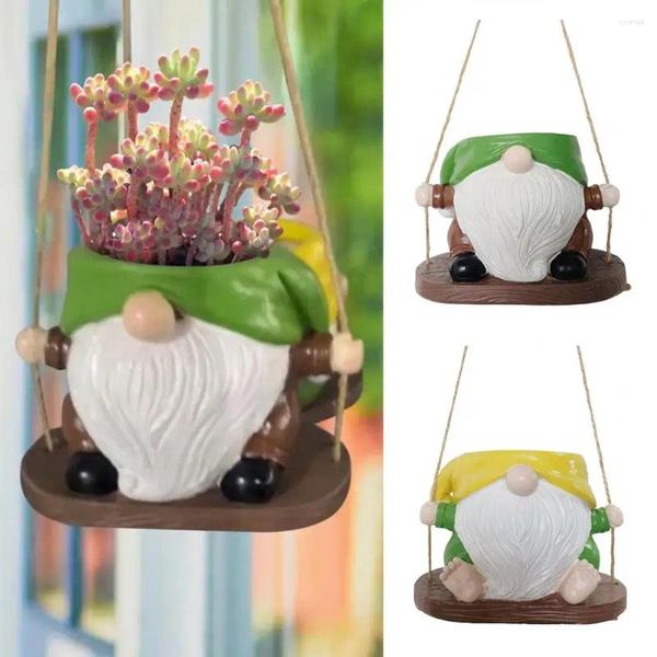 Vazolar Salıncak saksı saksı dekoratif reçine bitkisi hava koşullarına dayanıklı yüzsüz gnome flowerpot cüce figürin kapalı dış mekan