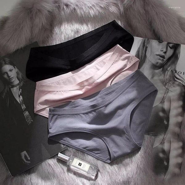 Calcinha feminina pura algodão feminina roupas íntimas 95% respirável Candy Color Girl Briefs Underpant Lingerie Panty