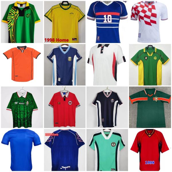 1998 Dünya Kupası Retro Futbol Formaları Yugoslavya Kamerun Jamaika Klasik Futbol Gömlek Fas Meksika Top Thai Kalite Vintage Futbol Kiti