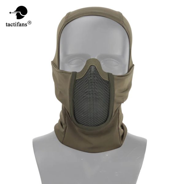 Kasklar Paintabll Taktik Maske Kapşonlu Balaclava Tam Yüzlü Çelik Örgü Boyun Koruyucu Av Kapağı Airsoft Aksesuarları Açık