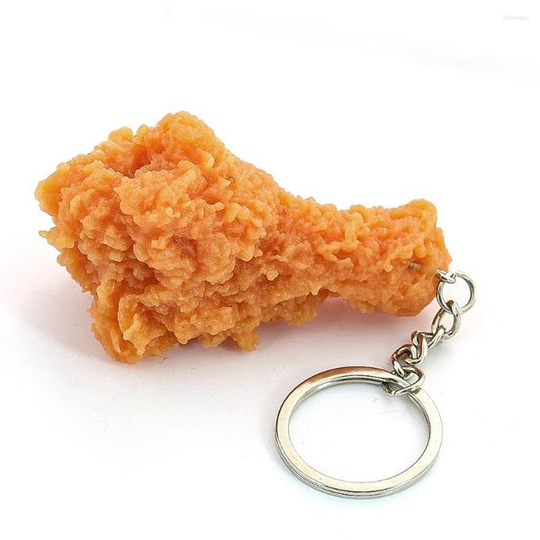 Keychains Fried Chicken Food Kichain Simulation perna Modelo de carro Backpack Charm Jewelry Restaurant Cliente Presente do cliente