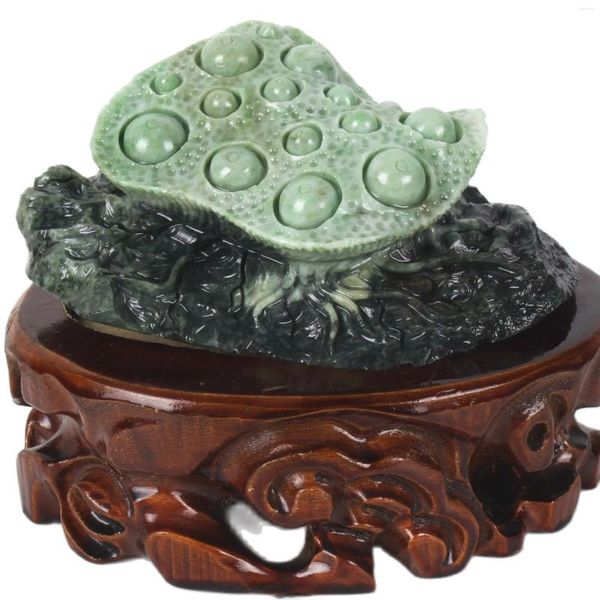 Figurine decorative Collezione China Dushan Jade intagliato a mano Modello di semi di loto statue decorazioni per la casa Ornamenti