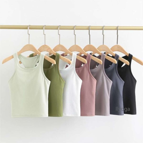 Lu Ebb Tan Top Shirt Shirt Yoga Designer Women Slim Fit Elasticità ad alta elasticità Solido sport vintage sexy canotta sexy fitness da donna atletico allenamento palestra sportiva che corre reggiseno reggiseno