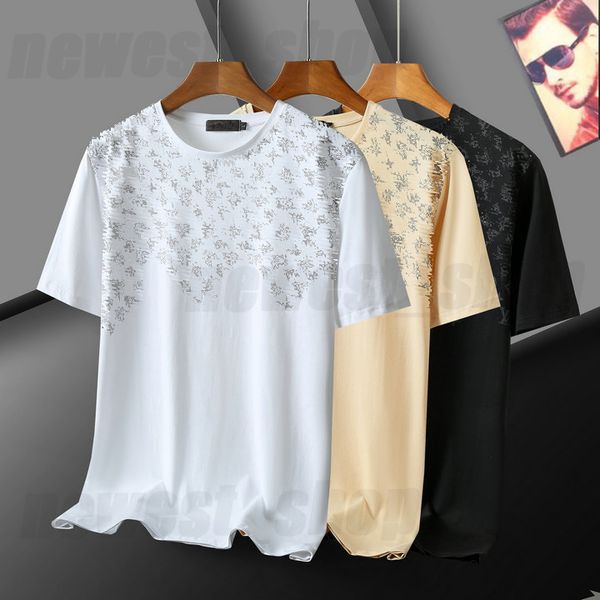 Designer masculino camisetas clássicas de camisetas básicas de verão t camisetas simples round round europe europa paris monograma cor preta branca tampas roupas