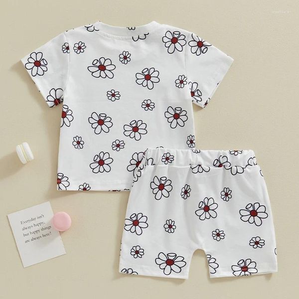 Set di abbigliamento abiti da bambina nati 3 6 12 18 24 mesi a maniche corte top con stampa floreale pantaloni set neonato abiti estivi