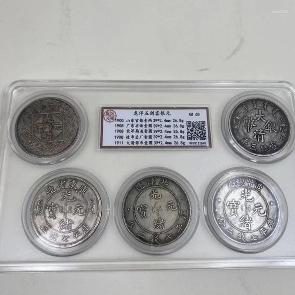 Estatuetas decorativas longyang cinco espadachsmen classificação de avaliação Coleção de moedas de moedas de peças coleção comemorativa