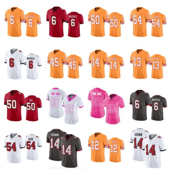 Maglie di calcio #6 Baker Mayfield #12 Tom Brady #13 Mike Evans #54 Lavonte David #50 Vita Vea #14 Chris Godwin #94 Calijah Kancey #78 Tristan Wirfs #9 Joe Tryonon