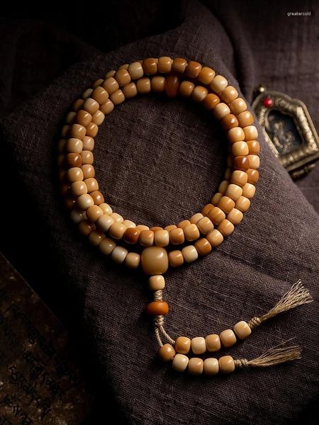 Strand Ecologia natural semente Chen Material velho Bodhi Root Buda Breads Bracelete 108 peças Placa tocando rosário sofisticado