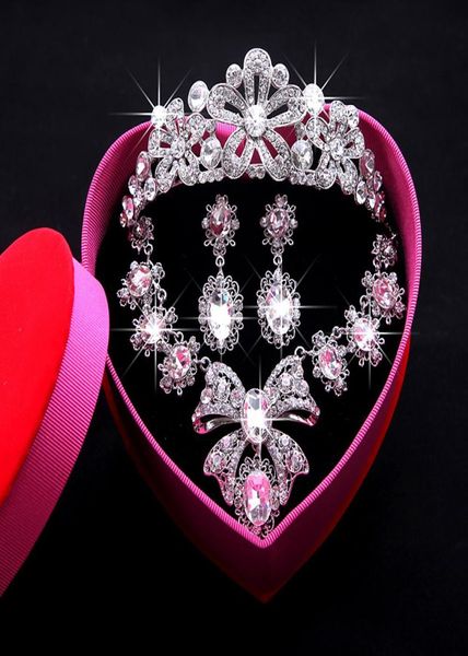 Gelin Takı Kolye Küpe üçlü elbise Kore Düğün Mücevher Düğün Düğün Headdress İplik Aksesuarları JCE0504399067