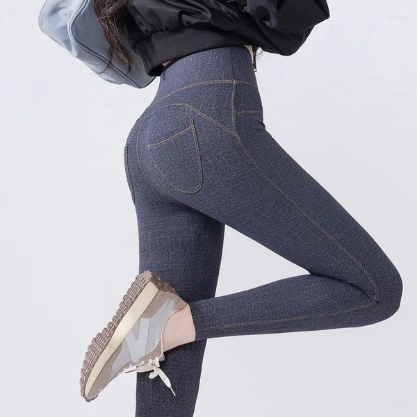 Frauenhose Frühling sexy schlanke Damen Imitation Denim Leggings hoch taillierter Stretch Tiege Lolita Athleisure Kumpelte