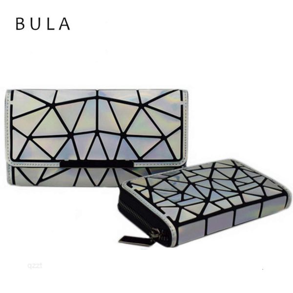 Design de marca de verão feminino de longa bolsa geometria holográfica luminosa embreagem fêmea saco de telefone feminino com três dobras carteira de carteira