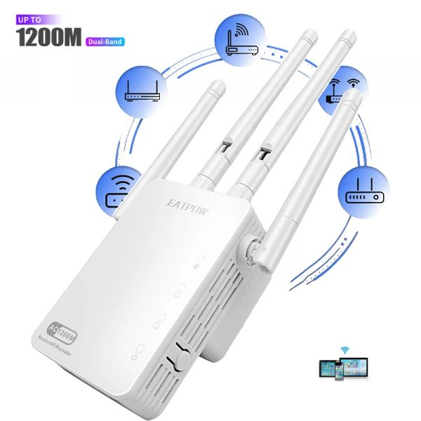 Маршрутизаторы eatpow 1200 Мбит/с двойной полосы 2,4G5GHz WiFi Extender Wi -Fi Repeater Мощный беспроводной маршрутизатор/AP AC1200 WLAN Wi Fi Усилитель диапазона