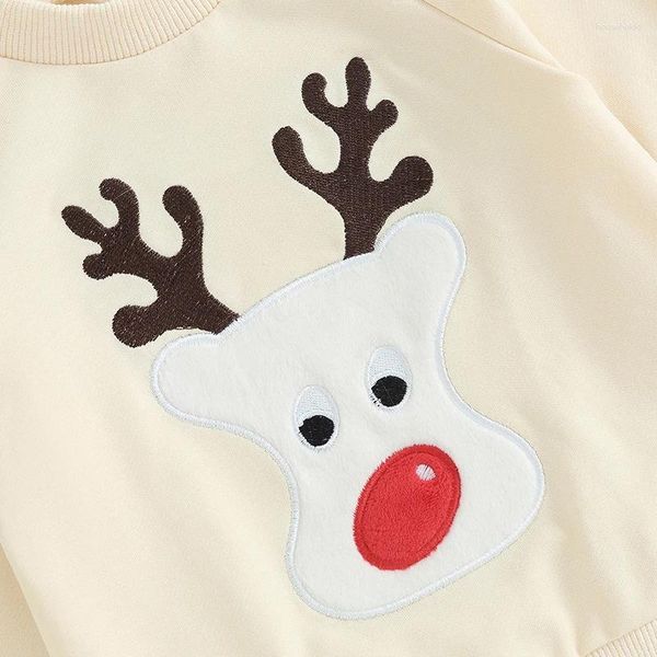 Комплекты одежды Baby Boy Girl Рождественская одежда для оленя Санта -Клаус Топац -Шатене с длинным рукавом.