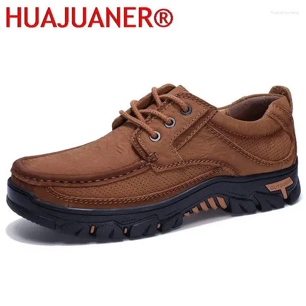 Scarpe casual uomini oxfords allacciati in vera pelle in pelle scarpa da passeggio traspirante per lavoro da lavoro maschio outdoor grande taglia 48