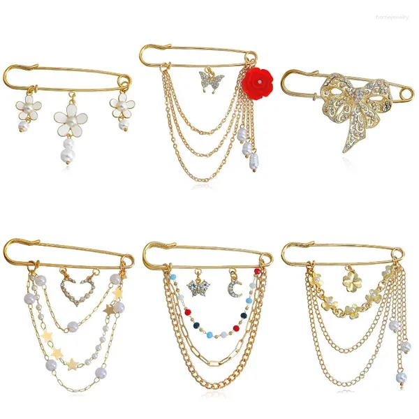 Broschen Metall Quasten Schmetterling Brosche für Männer und Frauen Perlenkristallblume Lapper Pins Bag Kleidung Dekoration Hip Hop Schmuck Geschenke