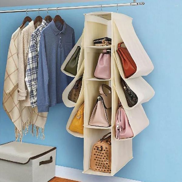 Aufbewahrungstaschen Kleiderschrank Hanging Bag Staubdichtes Kleiderschrank Handtasche Heavy Duty Organizer