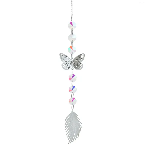 Estatuetas decorativas Butterfly/Angel Holding Crystals Wind Chime Festive Ambient Chimes for Party Patio Backyard Car Home