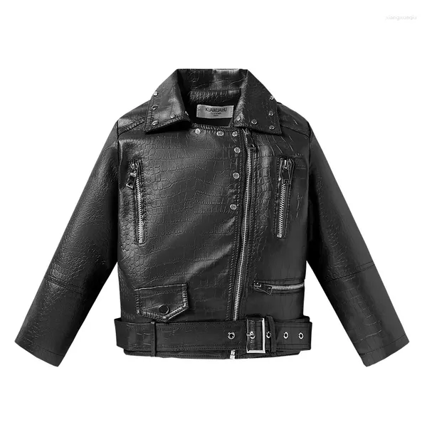 Jackets Modetable Autumn e Winter Children's Leather Casat for Boys Girls Jacket Soft Vindrooffs com rebites