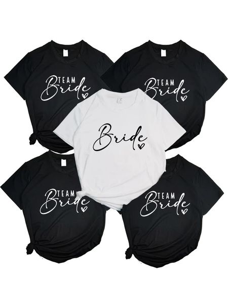 Team Braut Herz Evjf Henne Party Frauen Gropu T -Shirt Girl Hochzeit Frau Tops Tee Camisetas Mujer Black Pink White Clothes 240417