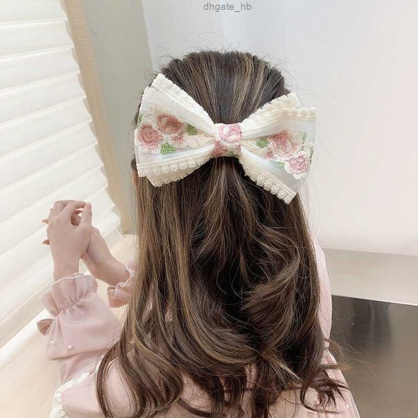 Клипы для волос Barrettes кружевная вышивка Big Bow Hairpin Web Знаменитость назад