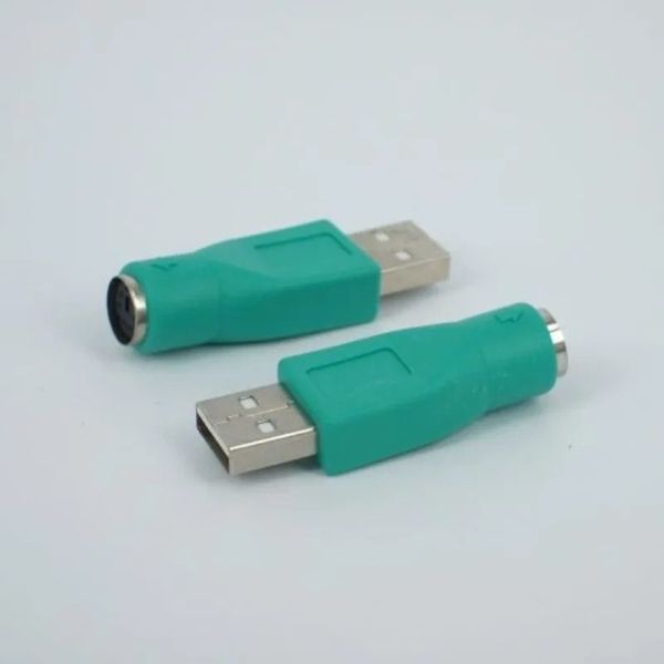 USB para PS2 Adaptador verde uma bolsa Um pacote USB macho a 6pin fêmea para teclado e adaptador de mouse Cabos de hardware PC