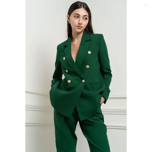 Abiti da uomo in sequenza a doppio petto di taglio a doppio petto da donna set casual business ufficity work elegante femmina a 2 pezzi pantaloni personalizzati abiti personalizzati