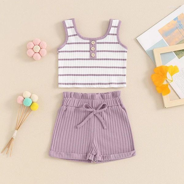 Set di abbigliamento abiti estivi per bambini bambino bambina senza maniche cami canotte canotte a costola corta