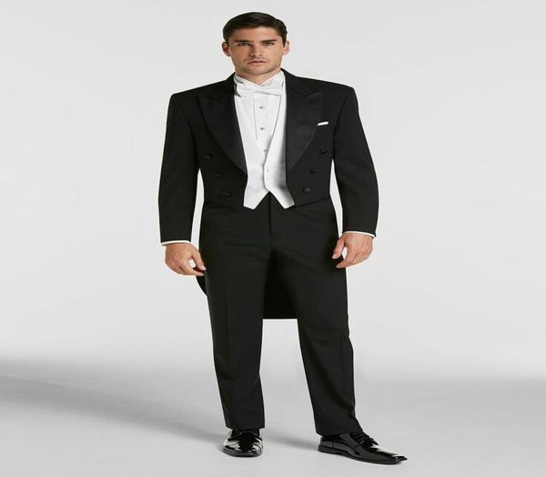 Italienische schwarze Schwanzlack -Herren Anzüge Hosen Hochzeitsbräutigam Smoking Morgen Abendessen Groomsmen Wear Man Blazers Jacke 3proces Abend Par4316800