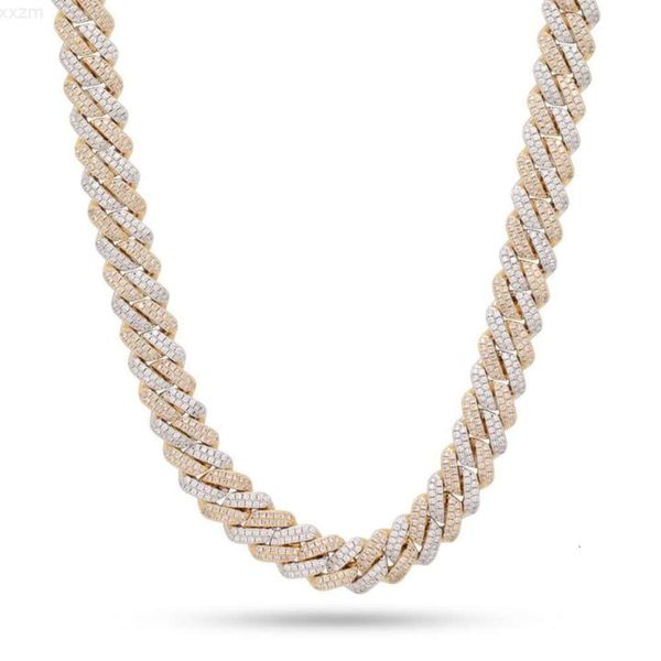 Jóias de hip hop Moissanite Colar cubano gelo fora Diamante Cuba Link 925 Prata 14mm Icegud Miami Chain Chain