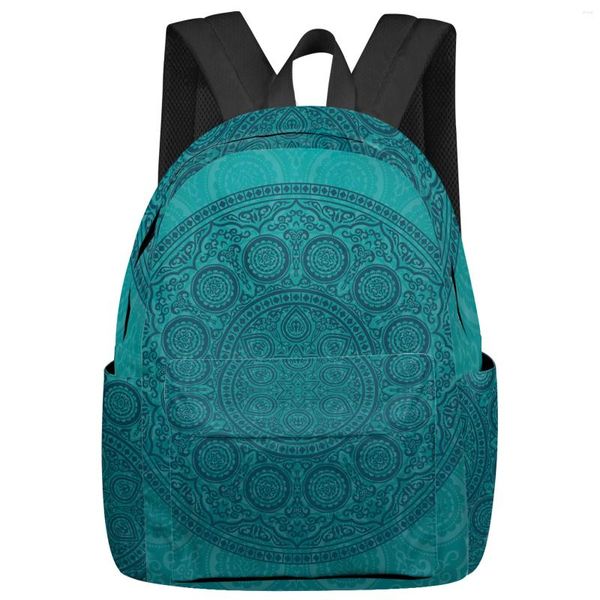 Backpack Turquoise Mandala Bobo Bohemian Mulheres Mochilas Escola à prova d'água para estudantes Meninas Meninas Laptop Bags Mochilas