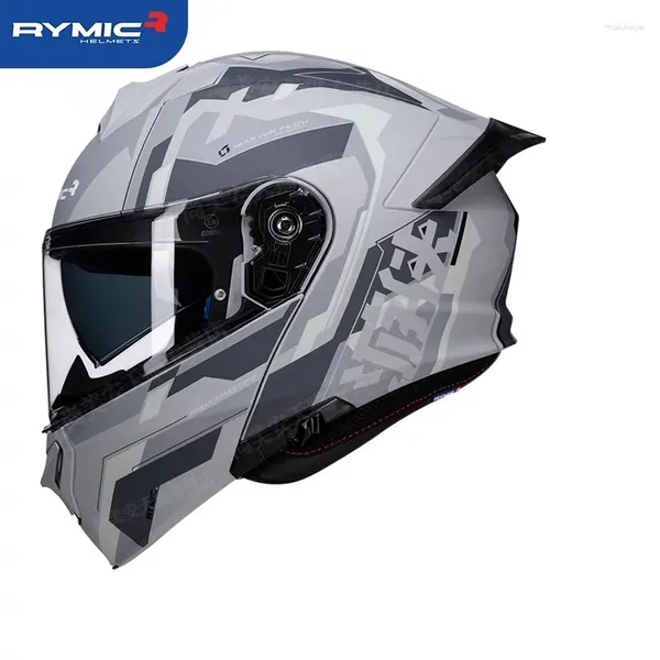 Capacetes de motocicleta capacete rímico masculino masculino feminino Cinza Bluetooth Four Seasons Anti-Fog Summer